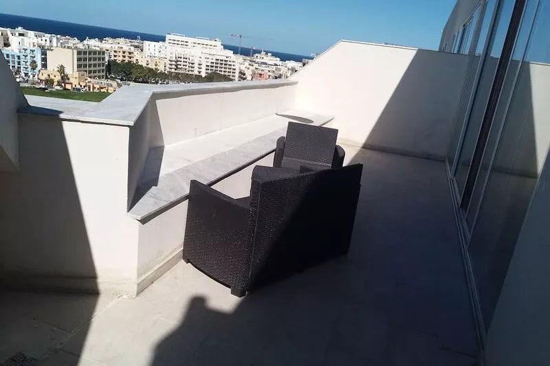 The pent house is 132 sq mts in Qawra Maltas largest tourist resort