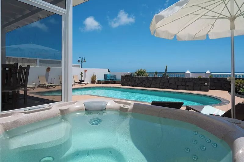 Sea Front, 20 Metres From Sea, With Heated Private Pool And Hot Tub