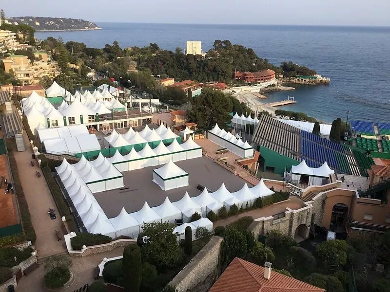 Just on border of Monaco , a front of legendary Monte-Carlo Tennis club /beac