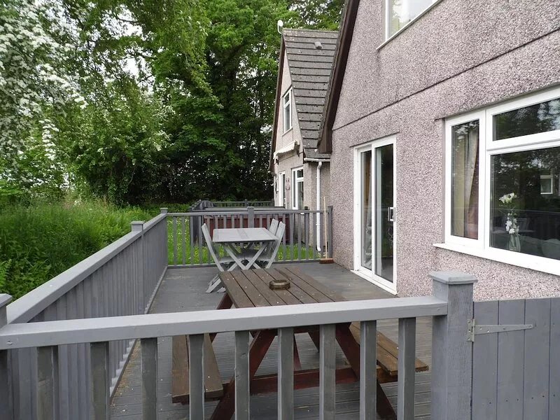 Large 3 bedroom lodge with its own fenced decking . Views over the country side.