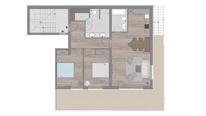 High quality apartment with private sauna and stunning views on the ski slope.