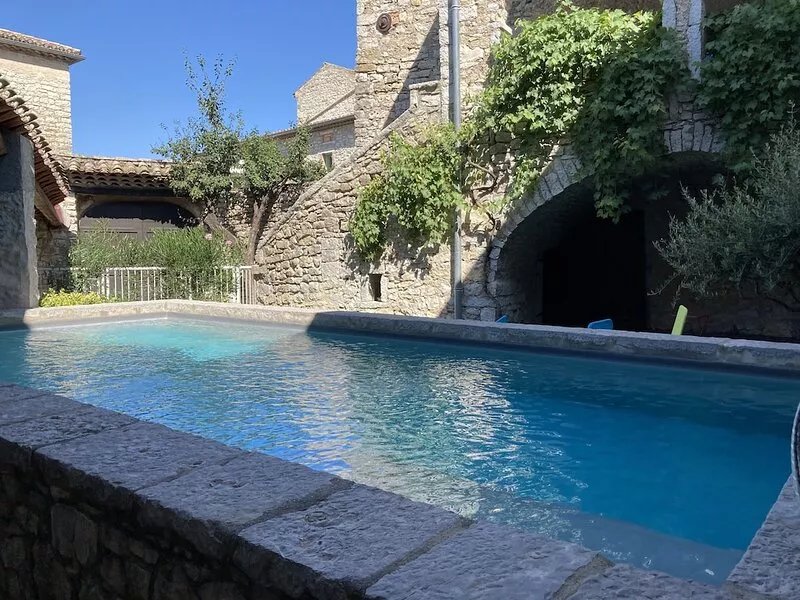 "La Glycine" in Ardèche with heated pool in 1872 stone house