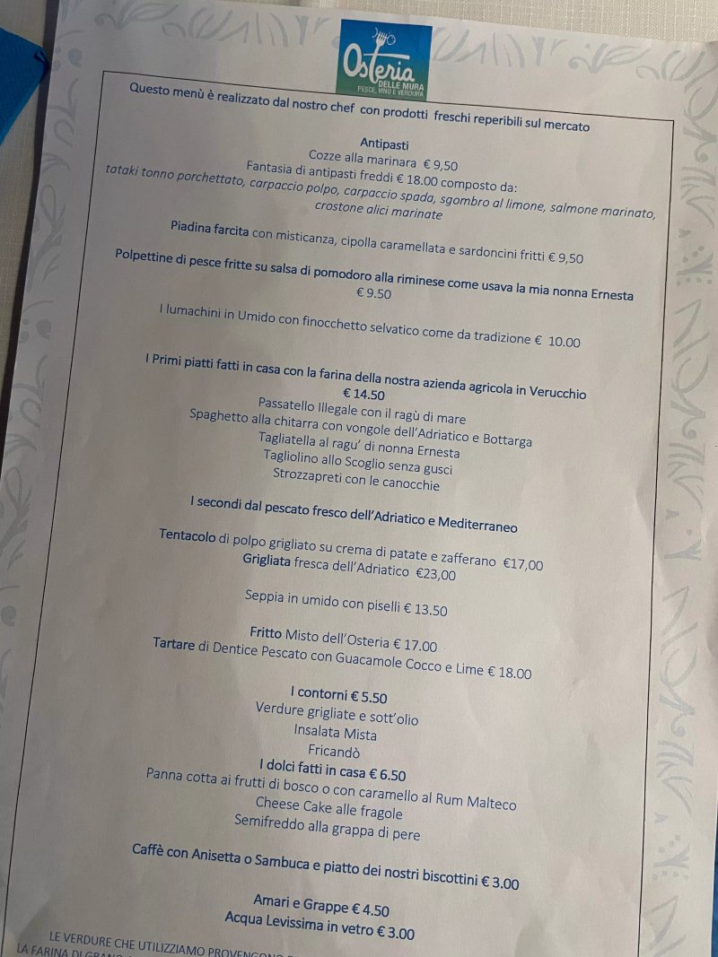 Osteria Delle Mura, Pesce Vino e Verdura