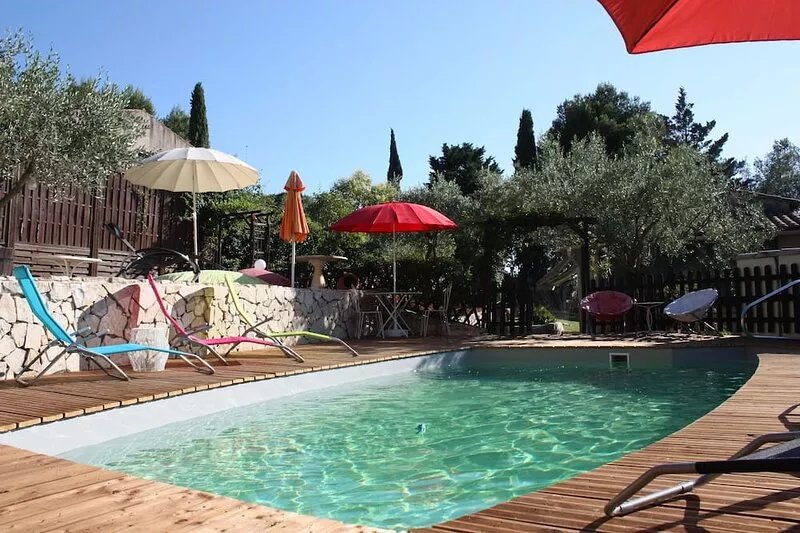 Magnificent villa with heated pool, breathtaking view amid olive trees.