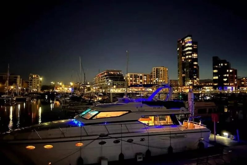 Superyacht on 5* Ocean Village Marina, Southampton