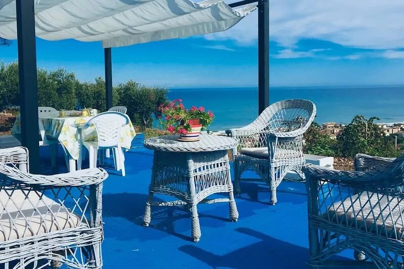 The terrace overlooking the sea