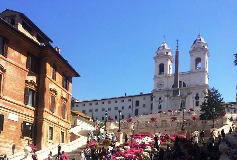 At Spanish Steps in Rome with panoramic  roofterrace -  Piazza di Spagna
