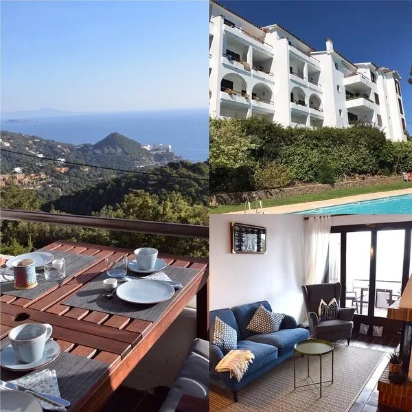 Cosy apartment with large pool and a marvellous view to the sea