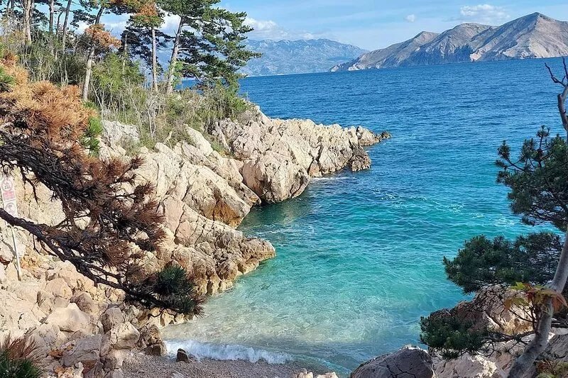 Just a few metres to the clear sea