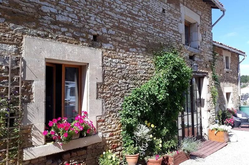 Two gites located side by side in a medieval village with heated pool.