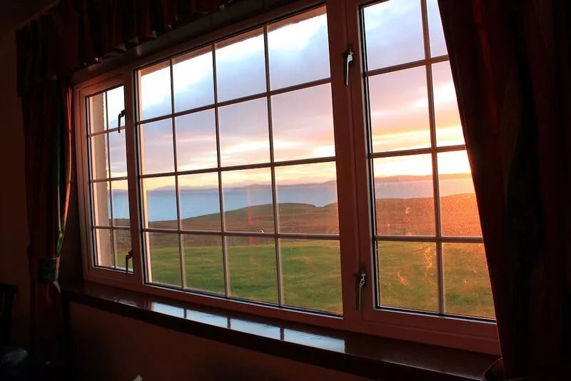Large bungalow with spectacular views over Stornoway, the Minch and mainland.